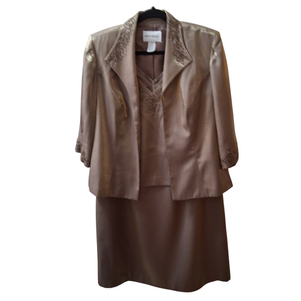 David's Bridal Women Champagne/Taupe Bridesmaid Formal Dress and Jacket Set-16WP
